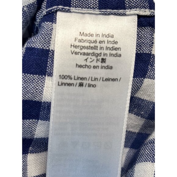 J.Crew Mens Slim Irish Linen Blue Gingham Button-Down Shirt Size L - Picture 6 of 9